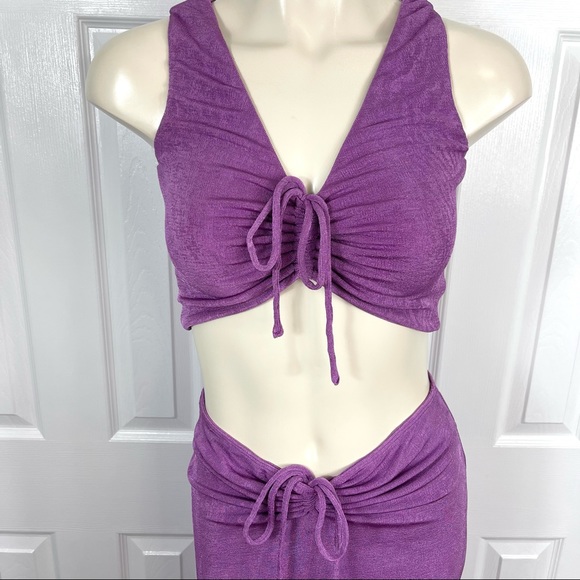 WHITE FOX BOUTIQUE So Romantic Drawstring Set PURPLE 2 piece stretchy M … - Picture 4 of 12